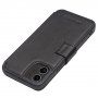 Qialino usnjen flip etui za iPhone 12 / 12 Pro - črna