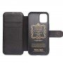 Qialino usnjen flip etui za iPhone 12 / 12 Pro - črna