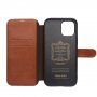 Qialino usnjen flip etui za iPhone 12 / 12 Pro - rjava