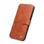 Qialino usnjen flip etui za iPhone 12 / 12 Pro - rjava