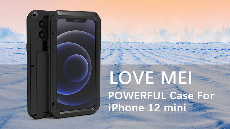Love Mei super trpežen etui proti udarcem/vodi/prahu za iPhone 12 mini - črna