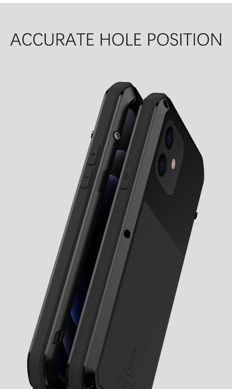 Love Mei super trpežen etui proti udarcem/vodi/prahu za iPhone 12 mini - črna