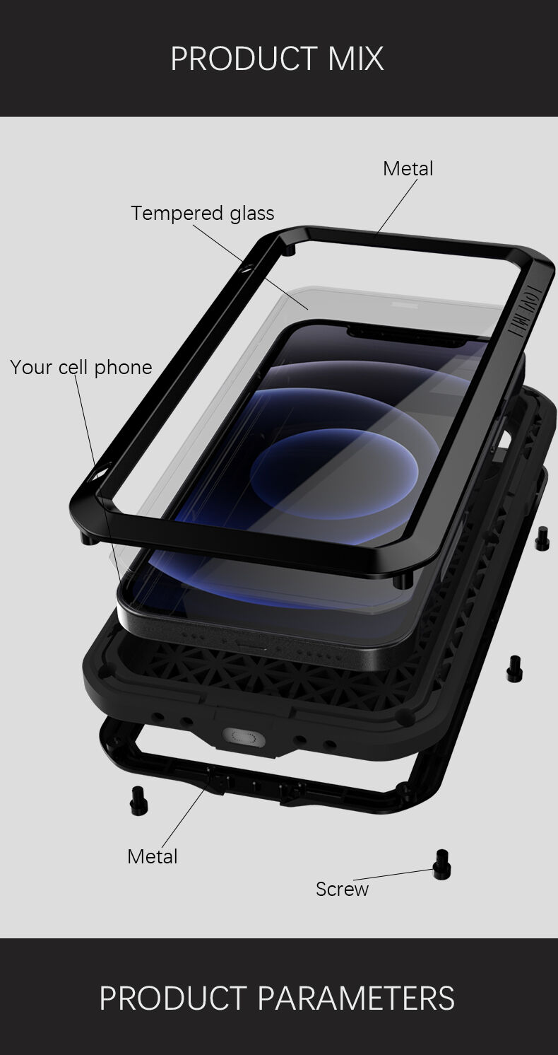 Love Mei super trpežen etui proti udarcem/vodi/prahu za iPhone 12 mini - črna