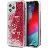 Guess Liquid Glitter Charms ovitek za iPhone 12 Pro Max - malina