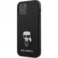 Karl Lagerfeld Saffiano Iconic ovitek za iPhone 12 Pro Max - črna