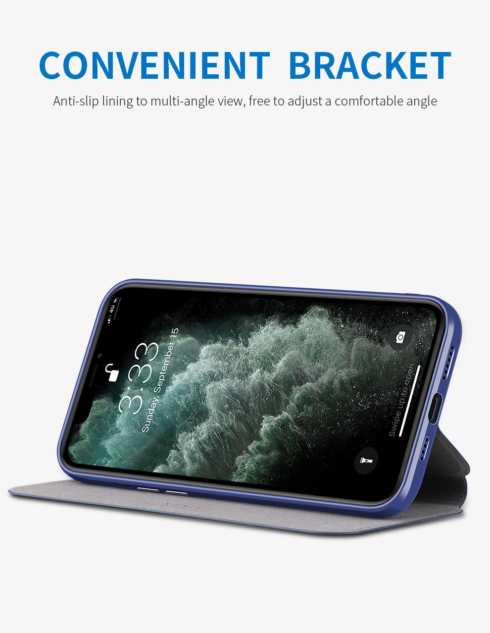 X-Level usnjen flip etui s stojalom za iPhone 12 mini - črna