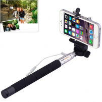 Teleskopska selfie palica / monopod z žičnim sprožilcem za iPhone - dolžina 101,4cm - črna