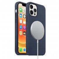 Silikonski ovitek s podporo za polnjenje Magsafe za iPhone 12 Pro Max - mornarsko modra