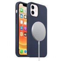 Silikonski ovitek s podporo za polnjenje Magsafe za iPhone 12 mini - mornarsko modra