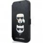 Karl Lagerfeld Saffiano K&C Heads ovitek z etuijem za kartice za iPhone 12 / 12 Pro - črna