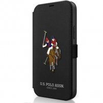 U.S. Polo Embroidery flip etui za iPhone 12 / 12 Pro - črna