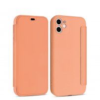 Flip silikonski etui z žepom za kartico za iPhone 11 Pro Max - oranžna