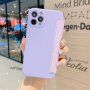 Ovitek z etuijem za kartice iz silikona in PU usnja za iPhone 12 Pro - vijolična