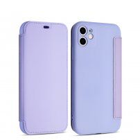 Flip silikonski etui z žepom za kartico za iPhone 11 Pro - vijolična
