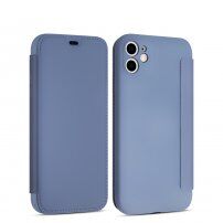 Flip silikonski etui z žepom za kartico za iPhone 11 - modrosiva