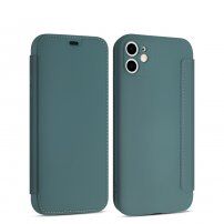 Flip silikonski etui z žepom za kartico za iPhone 11 - temno zelena
