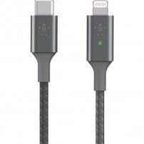 Belkin Boost Charge LED pleten kabel s priključkoma USB-C / Lightning - 1,2m - srebro