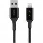 BELKIN Boost Charge LED pleten podatkovni in polnilni kabel USB-A 2.0 / Lightning za iPhone / iPad / iPod / AirPods - 1,2 m - črna