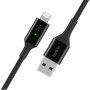 BELKIN Boost Charge LED pleten podatkovni in polnilni kabel USB-A 2.0 / Lightning za iPhone / iPad / iPod / AirPods - 1,2 m - črna