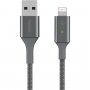 BELKIN Boost Charge LED pleten podatkovni in polnilni kabel USB-A 2.0 / Lightning za iPhone / iPad / iPod / AirPods - 1,2 m - srebro