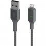 BELKIN Boost Charge LED pleten podatkovni in polnilni kabel USB-A 2.0 / Lightning za iPhone / iPad / iPod / AirPods - 1,2 m - srebro