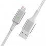 BELKIN Boost Charge LED pleten podatkovni in polnilni kabel USB-A 2.0 / Lightning za iPhone / iPad / iPod / AirPods - 1,2 m - bela