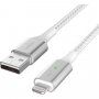 BELKIN Boost Charge LED pleten podatkovni in polnilni kabel USB-A 2.0 / Lightning za iPhone / iPad / iPod / AirPods - 1,2 m - bela