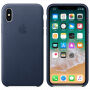 Torba iz pravega usnja za Apple iPhone XS - polnočno modro