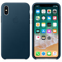 Torba iz pravega usnja za Apple iPhone XS - prostorsko modra