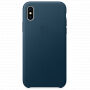 Torba iz pravega usnja za Apple iPhone XS - prostorsko modra