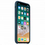 Torba iz pravega usnja za Apple iPhone XS - prostorsko modra