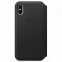Originalni usnjeni ovitek Folio za Apple iPhone XS - črna