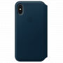 Originalni usnjeni ovitek Folio za Apple iPhone XS - prostorsko modra