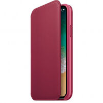 Originalni usnjeni ovitek Folio za Apple iPhone XS - malina
