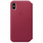 Originalni usnjeni ovitek Folio za Apple iPhone XS - malina