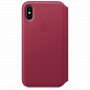Originalni usnjeni ovitek Folio za Apple iPhone XS - malina