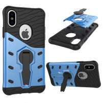 Super trpežna prevleka s stojalom za iPhone X / iPhone X - modro