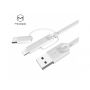 MCDODO USB kabel Lightning / mikro USB / USB-C priključki za Apple iPhone - 1m - bela