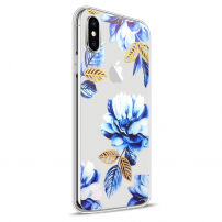 Mehka plastična prevleka za Appl iPhone X / iPhone X - modro cvetje