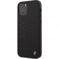BMW Leather Hot Stamp ovitek za iPhone 12/12 Pro - črna