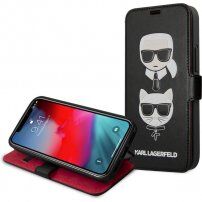Karl Lagerfeld Heads flip ovitek za iPhone 12 mini - črna