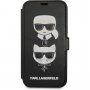 Karl Lagerfeld Heads flip ovitek za iPhone 12 mini - črna