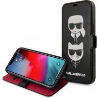 Karl Lagerfeld Heads flip ovitek za iPhone 12 Pro Max - črna