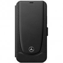 Mercedes Perforated Leather flip ovitek za iPhone 12 mini - črna