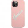 Guess Vintage Script silikonski ovitek za iPhone 12 Pro Max - roza