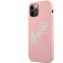 Guess Vintage Script silikonski ovitek za iPhone 12 Pro Max - roza