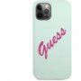 Guess Vintage Script silikonski ovitek za iPhone 12 Pro Max - mentol