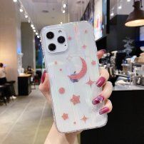 Mehak zamenljiv ovitek z roza zvezdami in luno za iPhone 12 Pro Max - pregleden