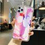 Zamenljiv ovitek odporen proti udarcem abstraktna slika za iPhone 12 Pro Max - roza - bela