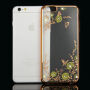 Eleganten pokrov z bleščečimi kamni za Apple iPhone 6S Plus - roza-zlato z rožami